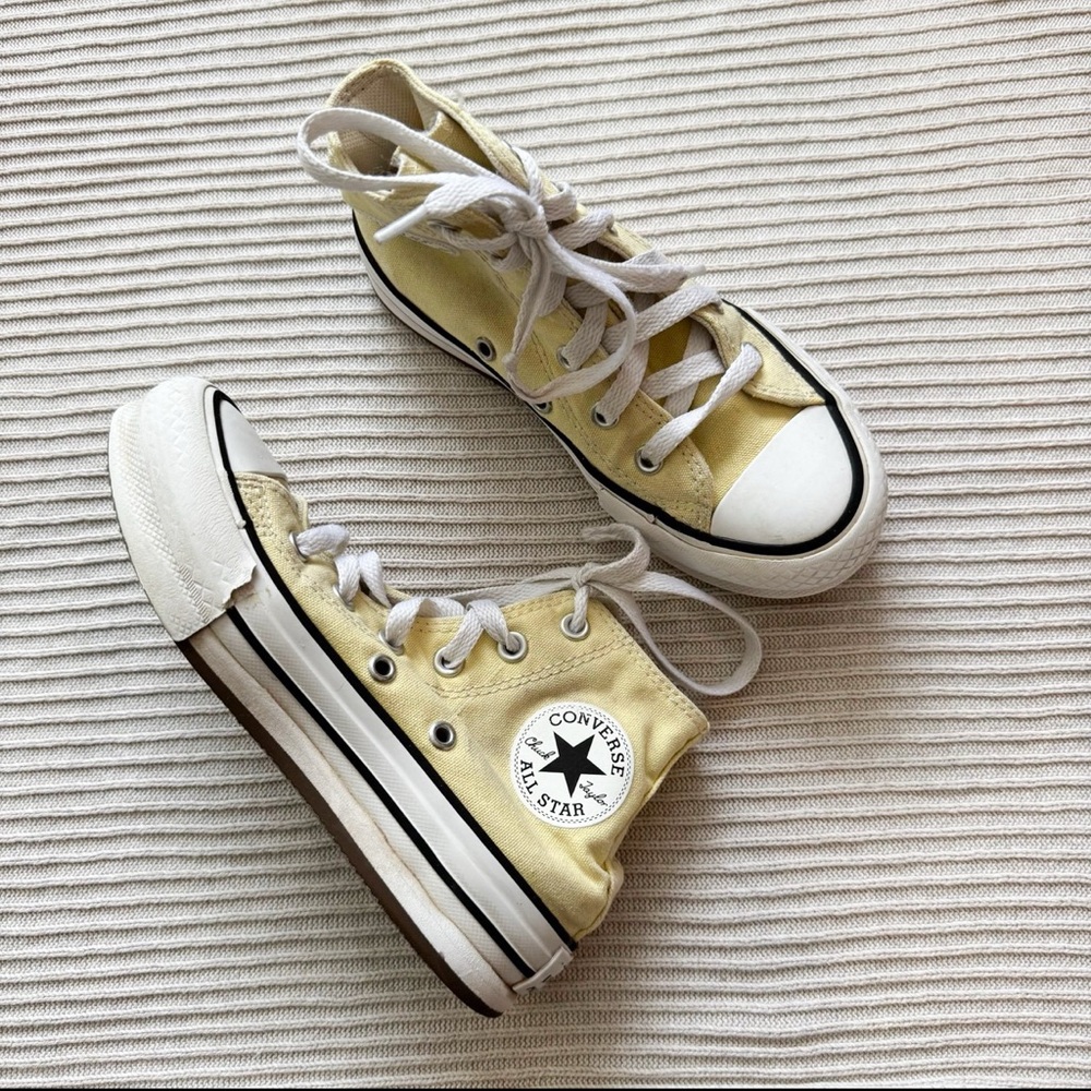 Converse light yellow high top sneakers 13